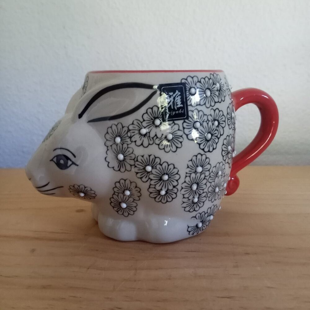 Miyabi Artisan Rabbit Coffee Mug Hand Crafted Yokohama Studio Bunny Decor Tea